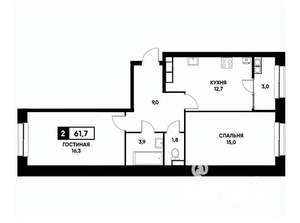 2-к квартира, вторичка, 62м2, 18/20 этаж