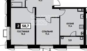 2-к квартира, вторичка, 66м2, 16/16 этаж
