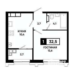 1-к квартира, вторичка, 33м2, 17/21 этаж