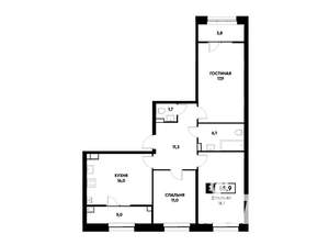 3-к квартира, вторичка, 89м2, 6/22 этаж