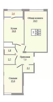 2-к квартира, вторичка, 69м2, 2/9 этаж
