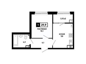 1-к квартира, вторичка, 30м2, 5/24 этаж