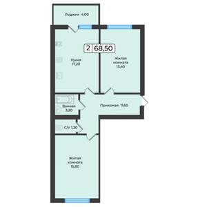 2-к квартира, вторичка, 69м2, 1/5 этаж