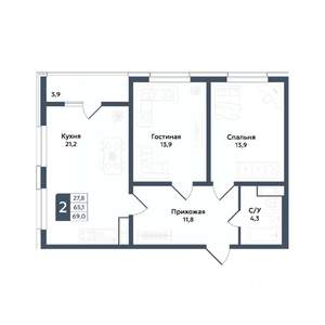 2-к квартира, вторичка, 69м2, 20/20 этаж