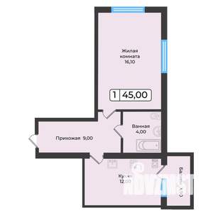 1-к квартира, вторичка, 45м2, 2/5 этаж