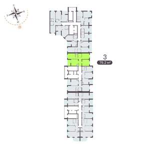 3-к квартира, вторичка, 79м2, 1/19 этаж