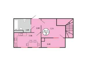 3-к квартира, строящийся дом, 65м2, 5/6 этаж