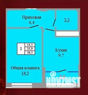 1-к квартира, вторичка, 36м2, 5/9 этаж
