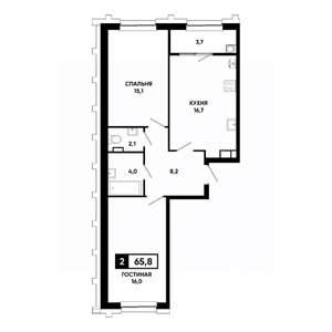 2-к квартира, вторичка, 66м2, 11/21 этаж