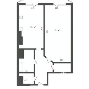 1-к квартира, вторичка, 43м2, 5/12 этаж