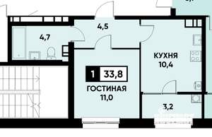 1-к квартира, вторичка, 33м2, 15/16 этаж