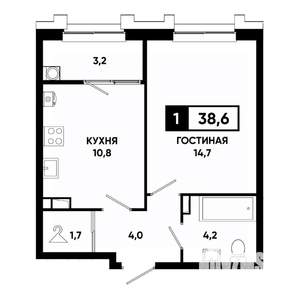 1-к квартира, вторичка, 39м2, 18/21 этаж