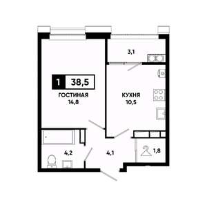 1-к квартира, вторичка, 39м2, 20/20 этаж