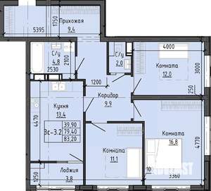 3-к квартира, вторичка, 83м2, 19/25 этаж