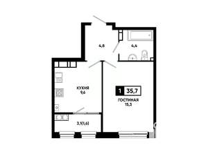 1-к квартира, вторичка, 36м2, 15/24 этаж