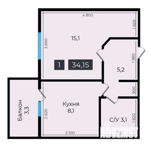 1-к квартира, вторичка, 34м2, 7/16 этаж