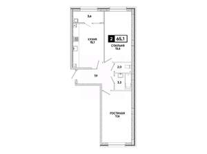 2-к квартира, вторичка, 65м2, 2/16 этаж