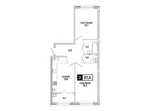 2-к квартира, вторичка, 58м2, 7/8 этаж