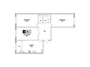 3-к квартира, вторичка, 88м2, 5/16 этаж