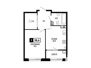 1-к квартира, вторичка, 39м2, 11/24 этаж