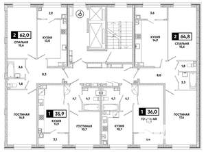 2-к квартира, вторичка, 65м2, 2/16 этаж