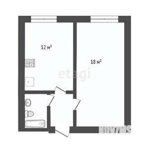 1-к квартира, вторичка, 41м2, 1/3 этаж