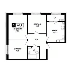 3-к квартира, вторичка, 66м2, 14/18 этаж