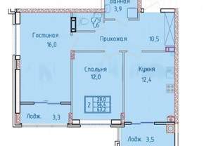 2-к квартира, вторичка, 64м2, 2/8 этаж