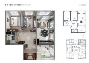 3-к квартира, вторичка, 89м2, 4/20 этаж