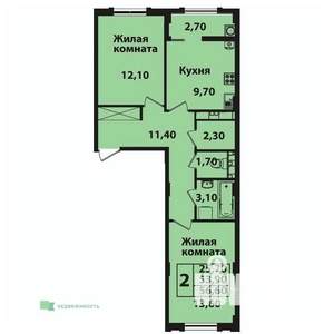 2-к квартира, вторичка, 57м2, 2/8 этаж