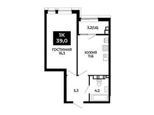 1-к квартира, вторичка, 39м2, 7/24 этаж