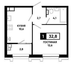 1-к квартира, вторичка, 33м2, 3/21 этаж