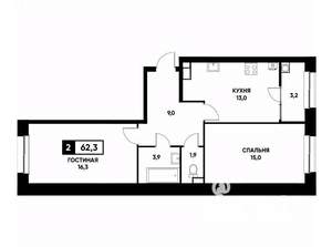 2-к квартира, вторичка, 62м2, 11/20 этаж