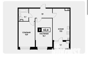 2-к квартира, вторичка, 62м2, 15/24 этаж