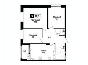 3-к квартира, вторичка, 72м2, 20/24 этаж