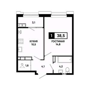 1-к квартира, вторичка, 39м2, 20/20 этаж