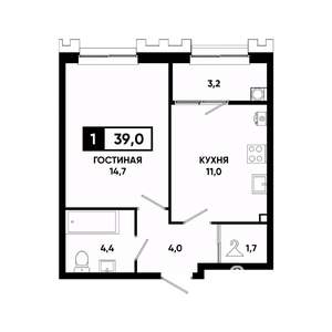 1-к квартира, вторичка, 39м2, 10/21 этаж