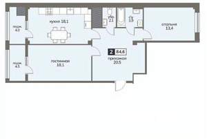 2-к квартира, строящийся дом, 85м2, 12/12 этаж