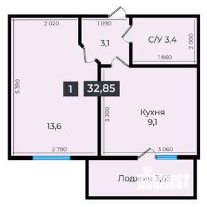 1-к квартира, вторичка, 33м2, 14/16 этаж