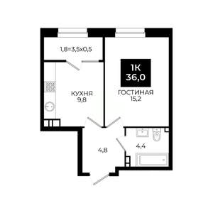 1-к квартира, вторичка, 36м2, 10/24 этаж