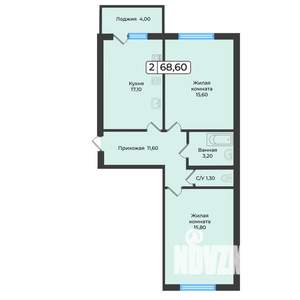 2-к квартира, вторичка, 69м2, 5/5 этаж