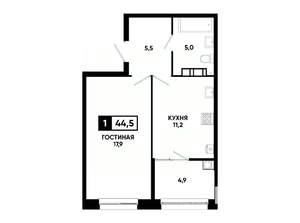 1-к квартира, вторичка, 45м2, 11/24 этаж