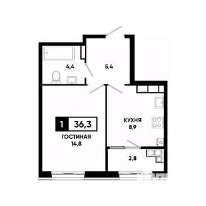 1-к квартира, вторичка, 36м2, 18/18 этаж