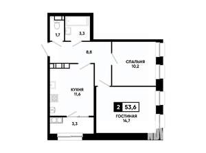 2-к квартира, вторичка, 54м2, 17/24 этаж