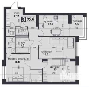 3-к квартира, строящийся дом, 96м2, 12/12 этаж