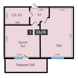1-к квартира, вторичка, 33м2, 12/16 этаж