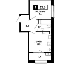 1-к квартира, строящийся дом, 33м2, 19/19 этаж
