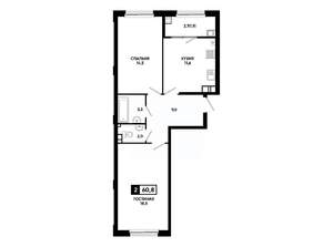 2-к квартира, вторичка, 61м2, 10/24 этаж