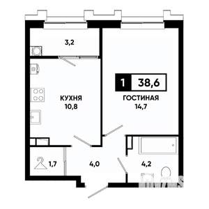 1-к квартира, вторичка, 39м2, 18/21 этаж