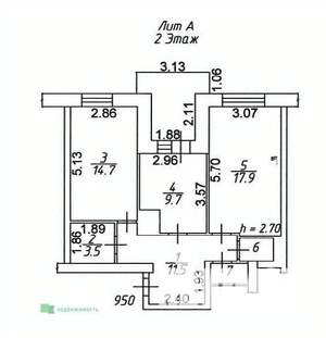 2-к квартира, вторичка, 60м2, 2/16 этаж